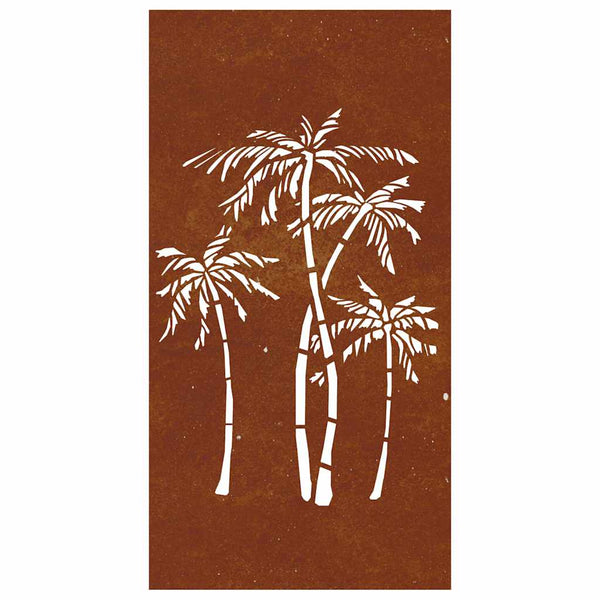 Garten Wanddeko Cortenstahl Palmen-Design 105x55cm