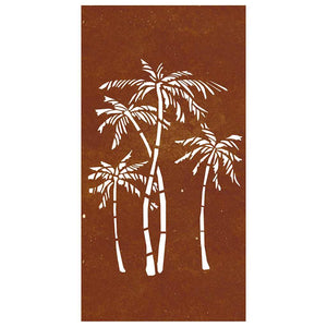 Garten Wanddeko Cortenstahl Palmen-Design 105x55cm