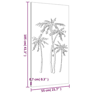 Garten Wanddeko Cortenstahl Palmen-Design 105x55cm