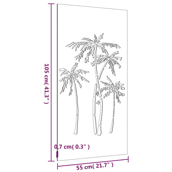 Garten Wanddeko Cortenstahl Palmen-Design 105x55cm