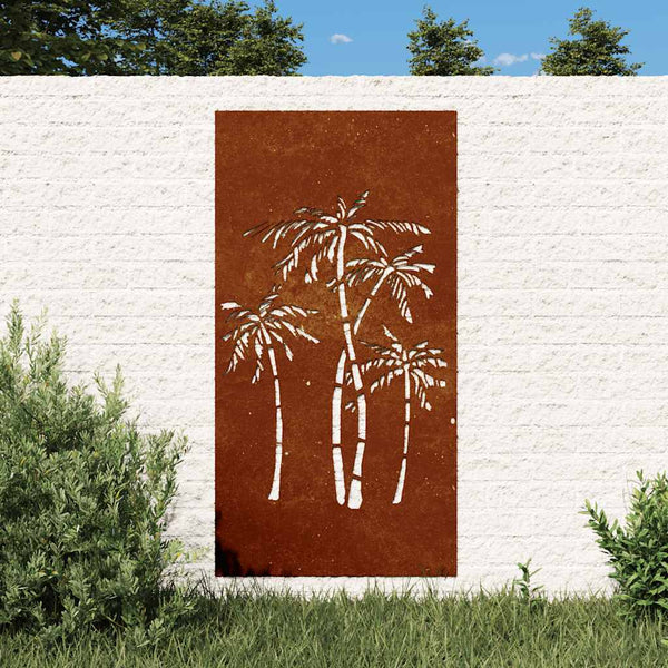 Garten Wanddeko Cortenstahl Palmen-Design 105x55cm