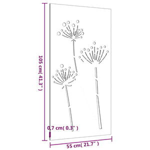 Garten Wanddeko Cortenstahl Blumen 105x55cm