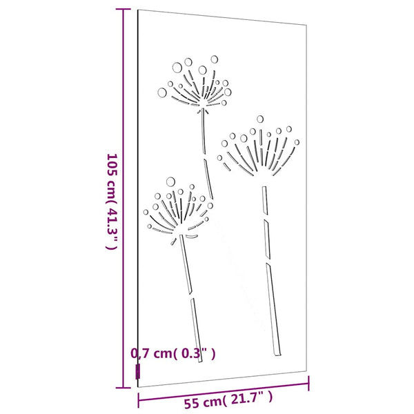 Garten Wanddeko Cortenstahl Blumen 105x55cm