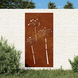 Garten Wanddeko Cortenstahl Blumen 105x55cm
