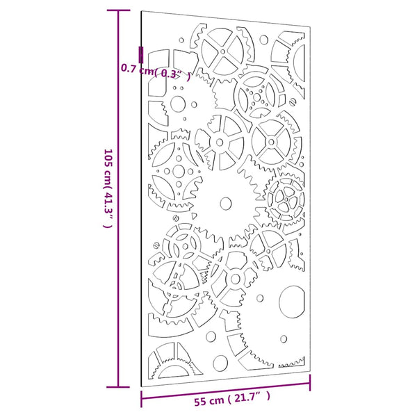 Garten Wanddeko Cortenstahl Zahnrad 105x55cm