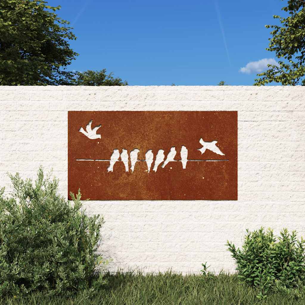 Garten Wanddeko Cortenstahl Vogel Design 105x55cm
