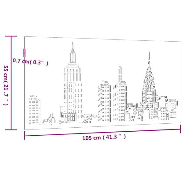Garten Wanddeko Cortenstahl Skyline 105x55 cm