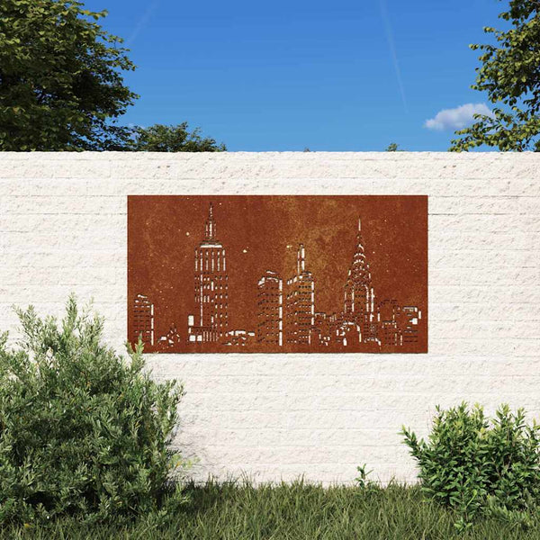 Garten Wanddeko Cortenstahl Skyline 105x55 cm