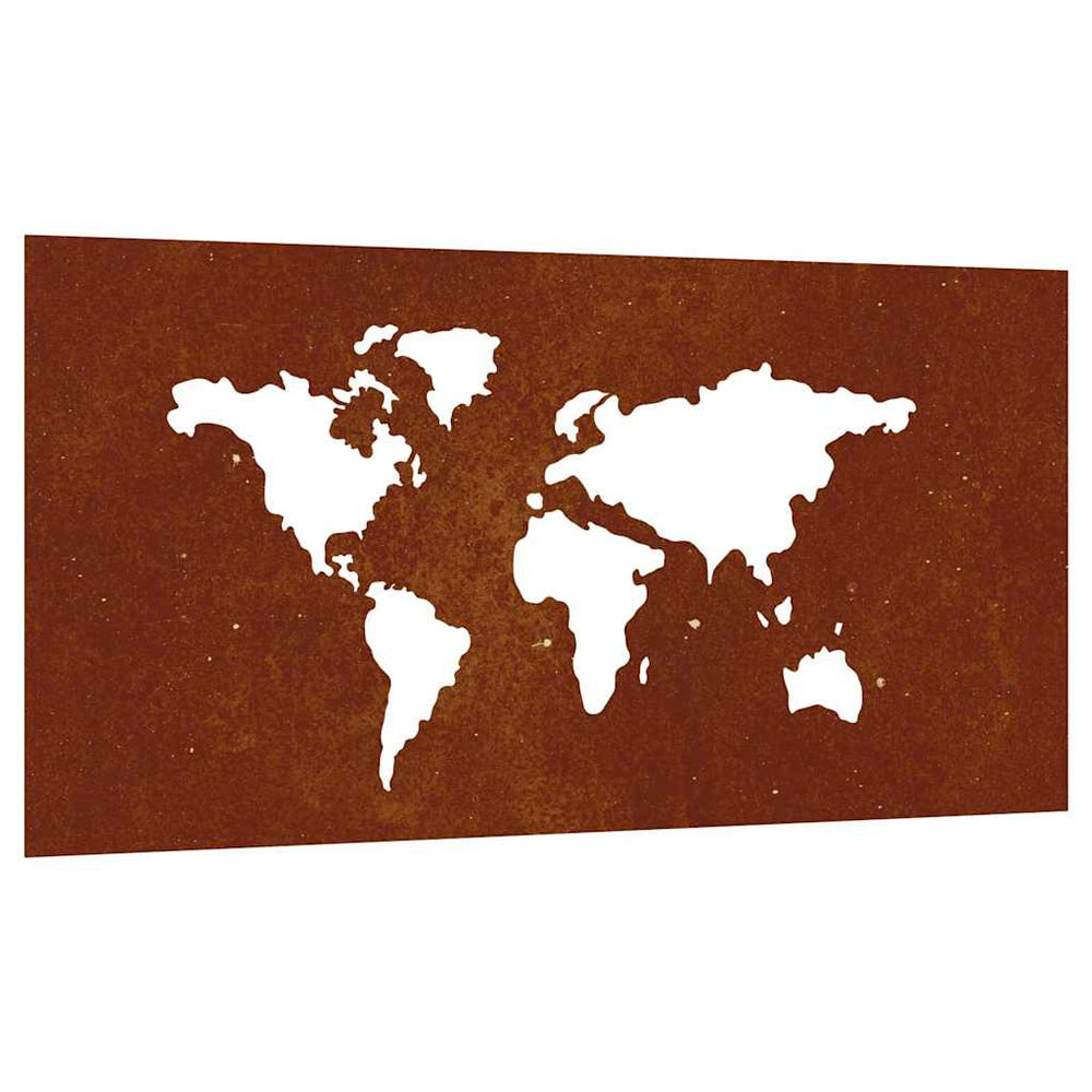 vidaXL Garden Wall Decor 105x55 cm Corten Steel World Map Design