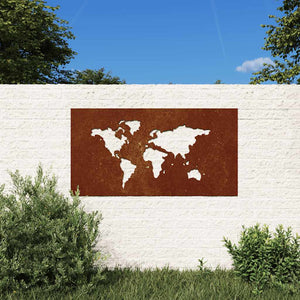Cortenstahl Garten Wanddeko Weltkarte 105x55cm