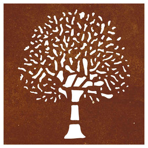 Garten Wanddeko Cortenstahl Baum 55x55 cm