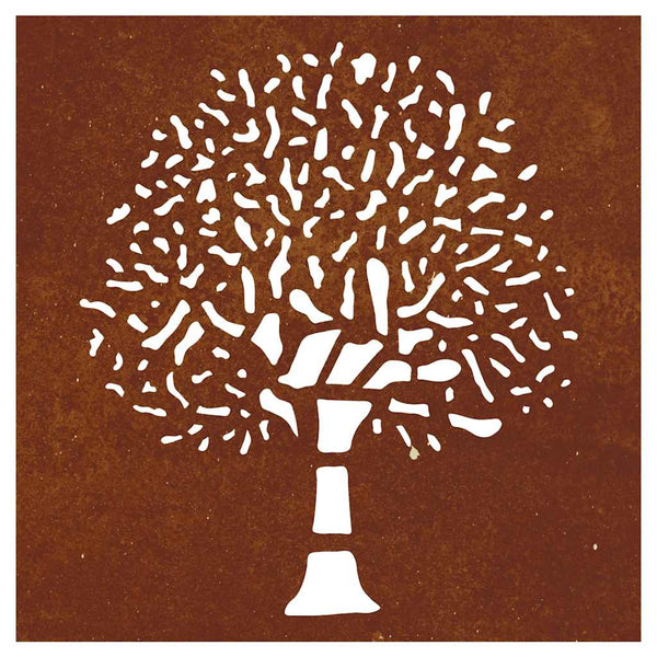 Garten Wanddeko Cortenstahl Baum 55x55 cm