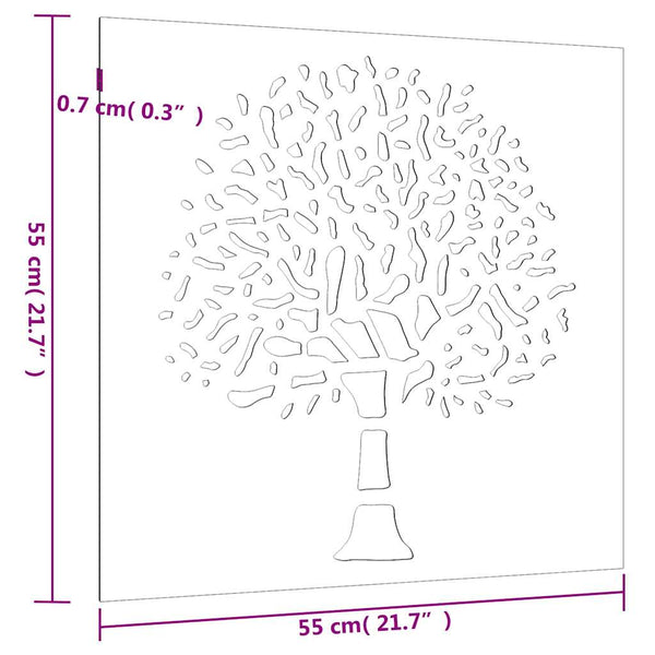 Garten Wanddeko Cortenstahl Baum 55x55 cm