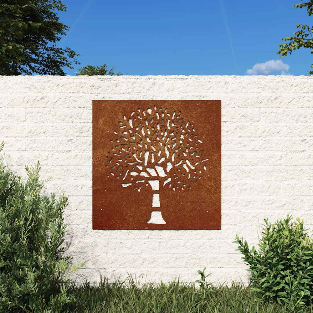 Garten Wanddeko Cortenstahl Baum 55x55 cm