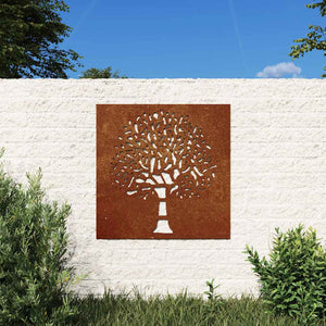Garten Wanddeko Cortenstahl Baum 55x55 cm