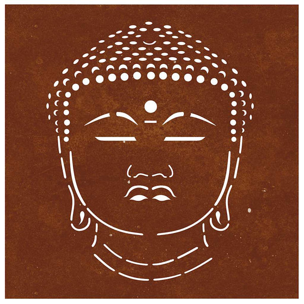 Cortenstahl Buddha Kopf Garten Wanddeko 55cm