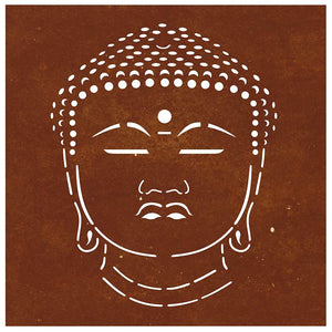 Cortenstahl Buddha Kopf Garten Wanddeko 55cm