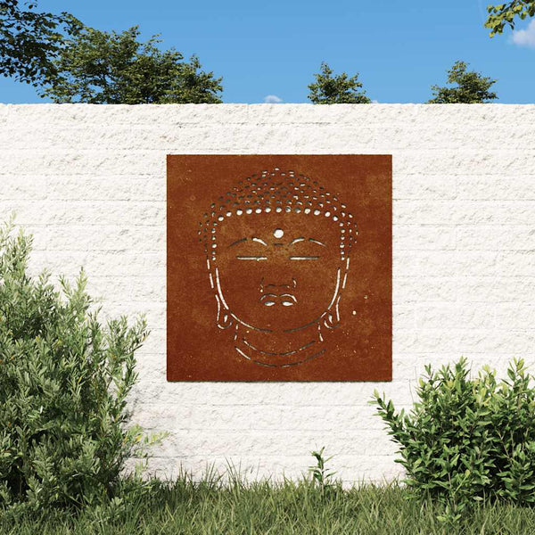Cortenstahl Buddha Kopf Garten Wanddeko 55cm