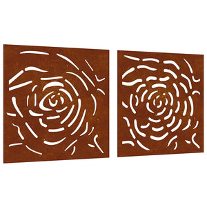 2-tlg. Garten Wanddeko Cortenstahl Rosen Design 55x55cm