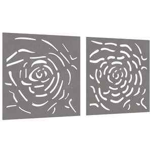 2-tlg. Garten Wanddeko Cortenstahl Rosen Design 55x55cm