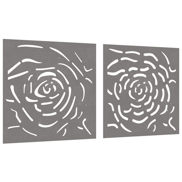 2-tlg. Garten Wanddeko Cortenstahl Rosen Design 55x55cm