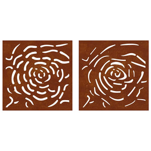 2-tlg. Garten Wanddeko Cortenstahl Rosen Design 55x55cm