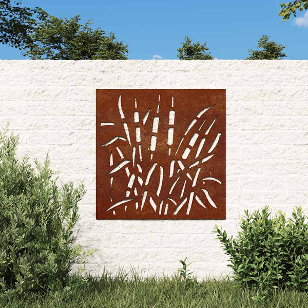 Garten Wanddeko Cortenstahl Gras 55x55 cm