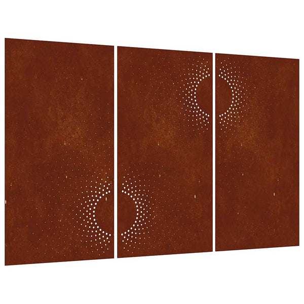 vidaXL Décoration murale de jardin 3 pcs 105x55 cm Acier Corten Design soleil