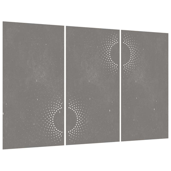 vidaXL Décoration murale de jardin 3 pcs 105x55 cm Acier Corten Design soleil