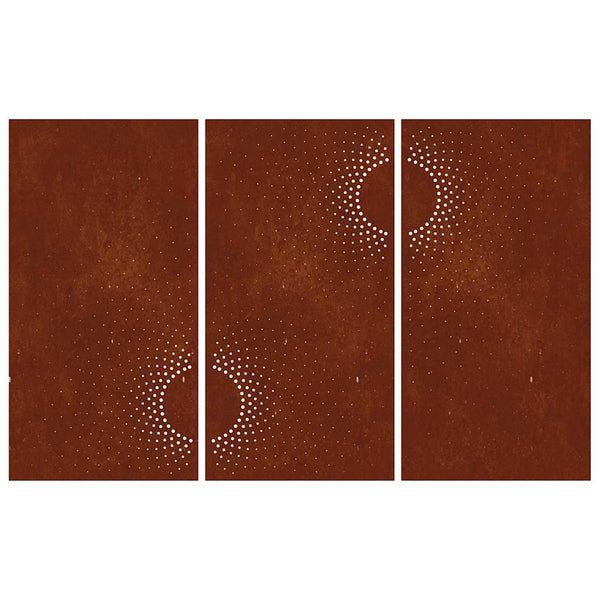 vidaXL Décoration murale de jardin 3 pcs 105x55 cm Acier Corten Design soleil