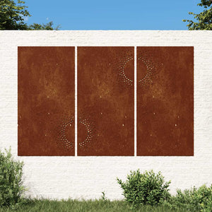vidaXL Décoration murale de jardin 3 pcs 105x55 cm Acier Corten Design soleil