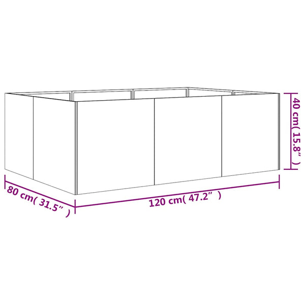 Cortenstahl Hochbeet 120x80x40 cm