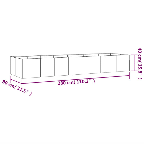Cortenstahl Hochbeet 280x80x40 cm