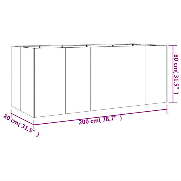 Cortenstahl Hochbeet 200x80x80 cm