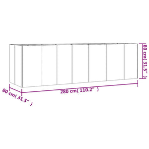 Cortenstahl Hochbeet 280x80x80 cm