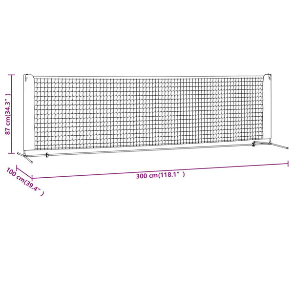 Tennisnetz 300x100 cm Schwarz/Rot