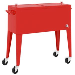 Roter Kühlwagen mit Rollen 92x43x89 cm