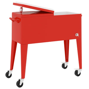 Roter Kühlwagen mit Rollen 92x43x89 cm