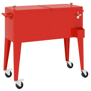 Roter Kühlwagen mit Rollen 92x43x89 cm