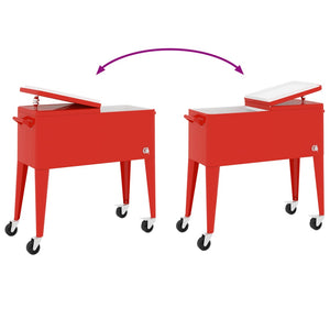 Roter Kühlwagen mit Rollen 92x43x89 cm