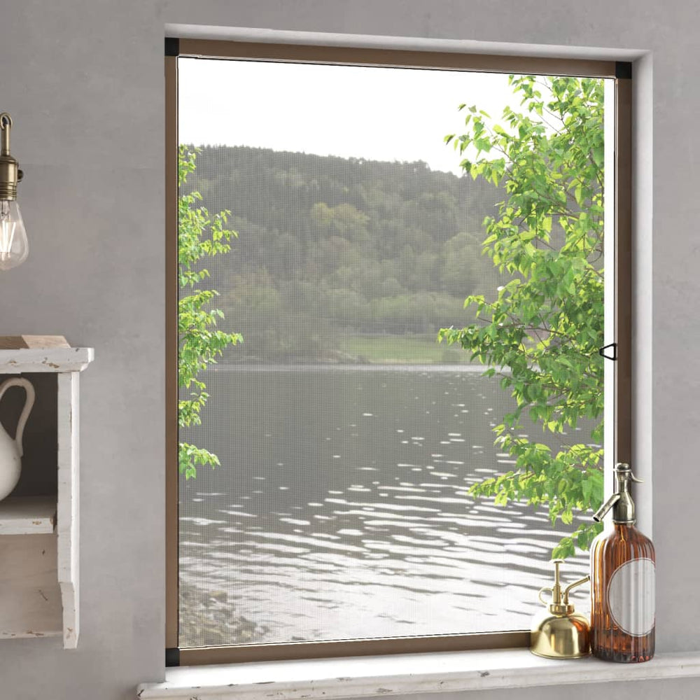 vidaXL Moustiquaire de fenêtre Marron 100x120 cm