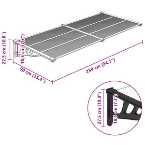 Türvordach Schwarz und Transparent 239x90 cm Polycarbonat