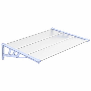 Türvordach Grau und Transparent 122x90 cm Polycarbonat