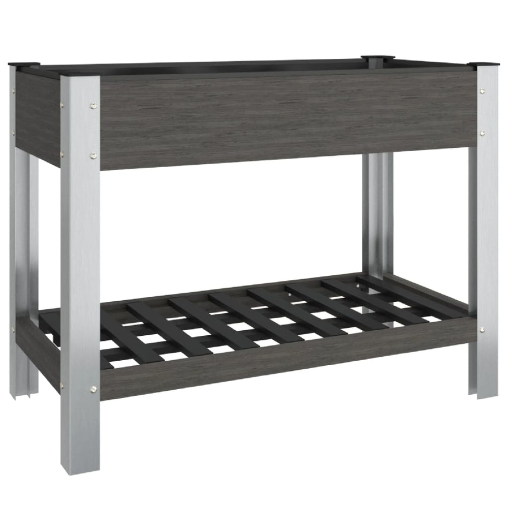 Graues WPC Garten-Hochbeet mit Ablage 100x50x75 cm
