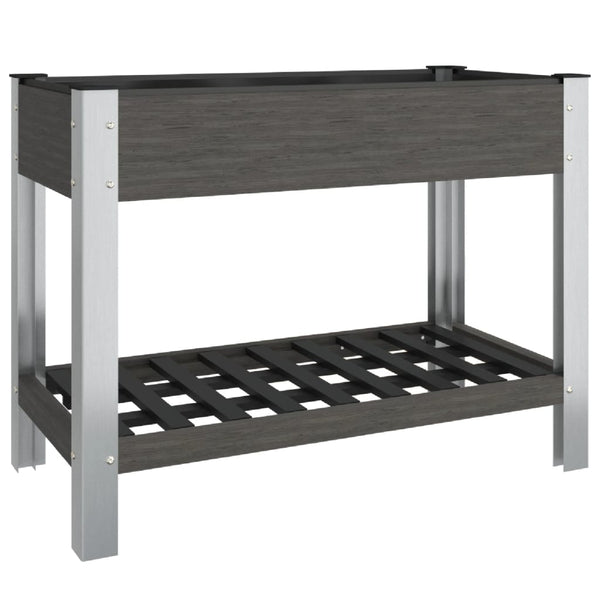 Graues WPC Garten-Hochbeet mit Ablage 100x50x75 cm