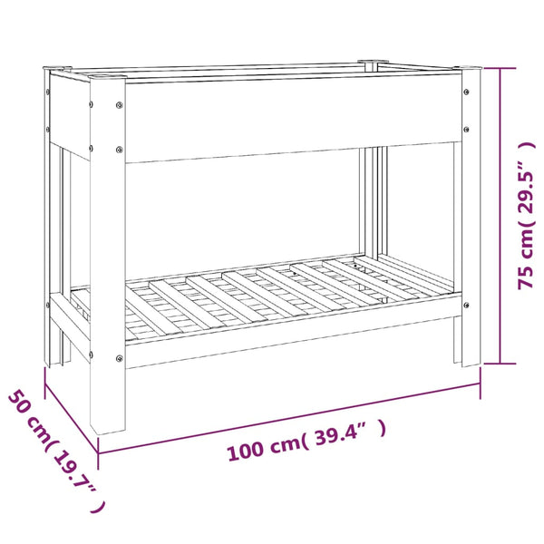 Graues WPC Garten-Hochbeet mit Ablage 100x50x75 cm
