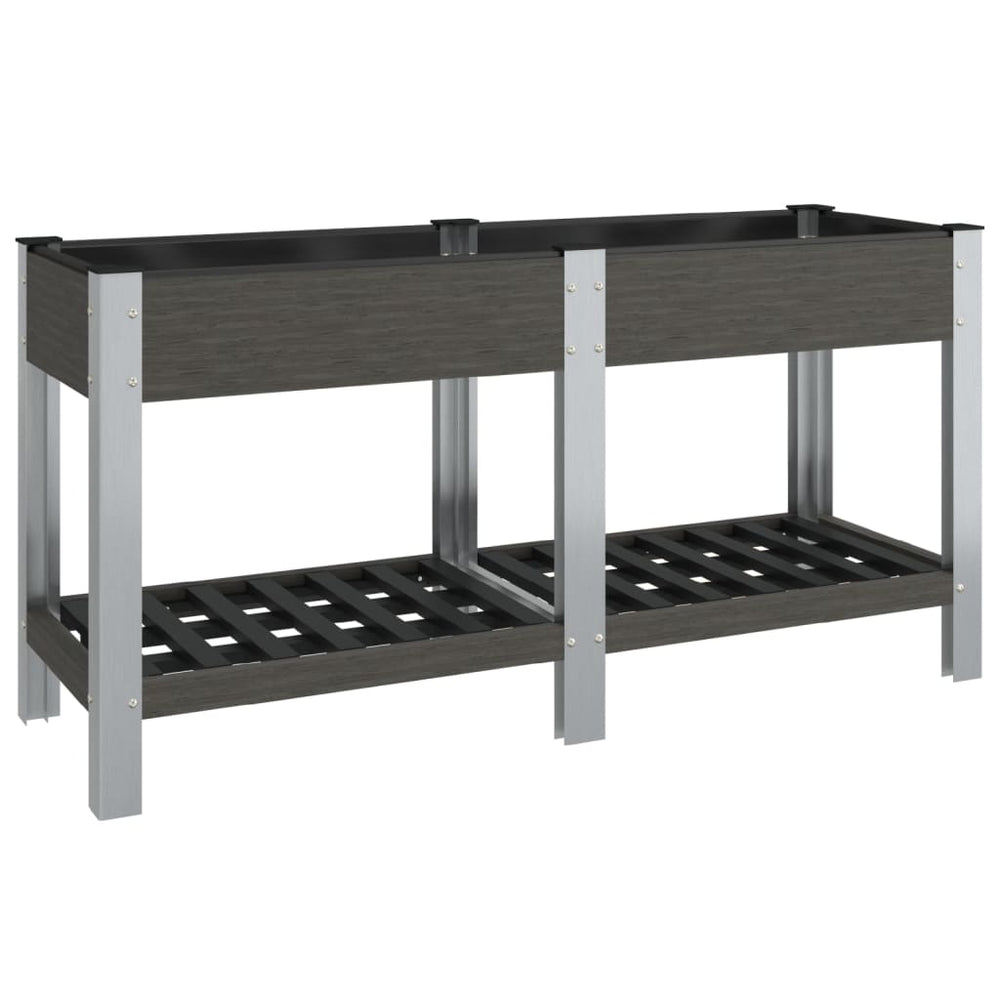 Graues WPC Garten-Hochbeet mit Ablage 175 cm