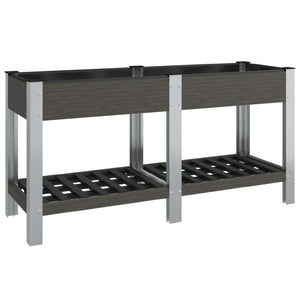Graues WPC Garten-Hochbeet mit Ablage 175 cm