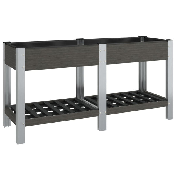 Graues WPC Garten-Hochbeet mit Ablage 175 cm