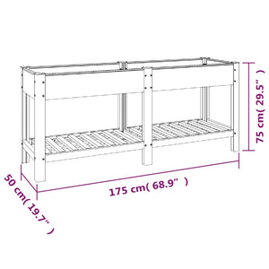Graues WPC Garten-Hochbeet mit Ablage 175 cm